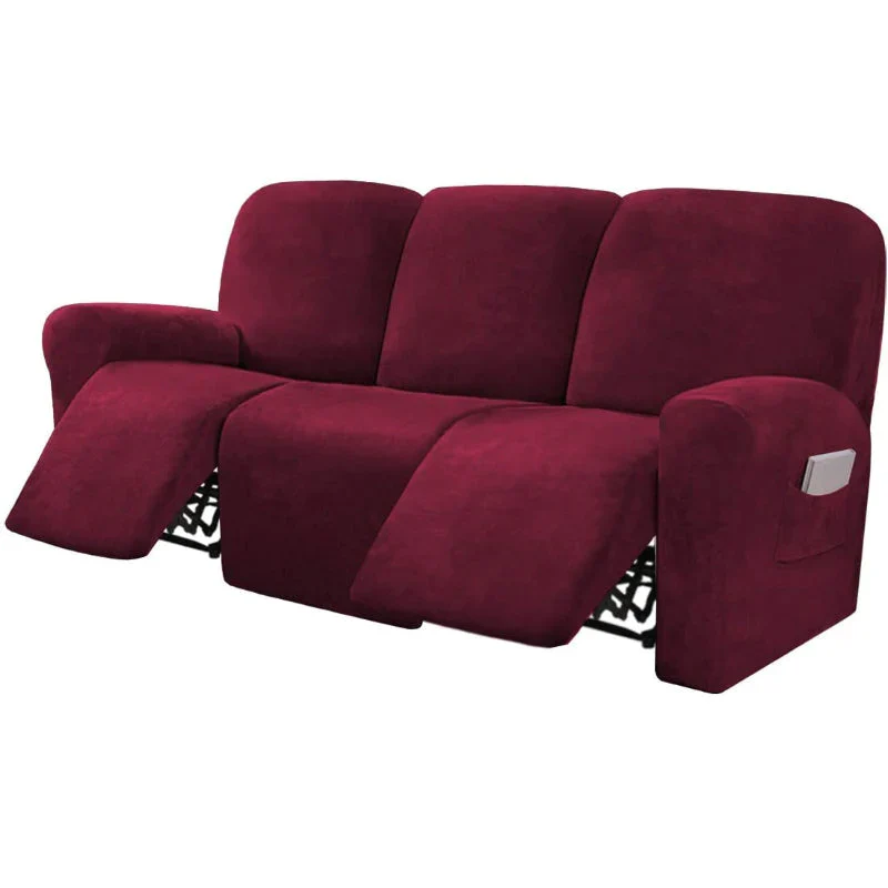 High Grade 3 Seat Recliner Sofa Chair Cover Velvet Recliner Covers Armchair Non-slip Relax Armchair Cover Elastic Suede Couch Chair Protector - Image 15