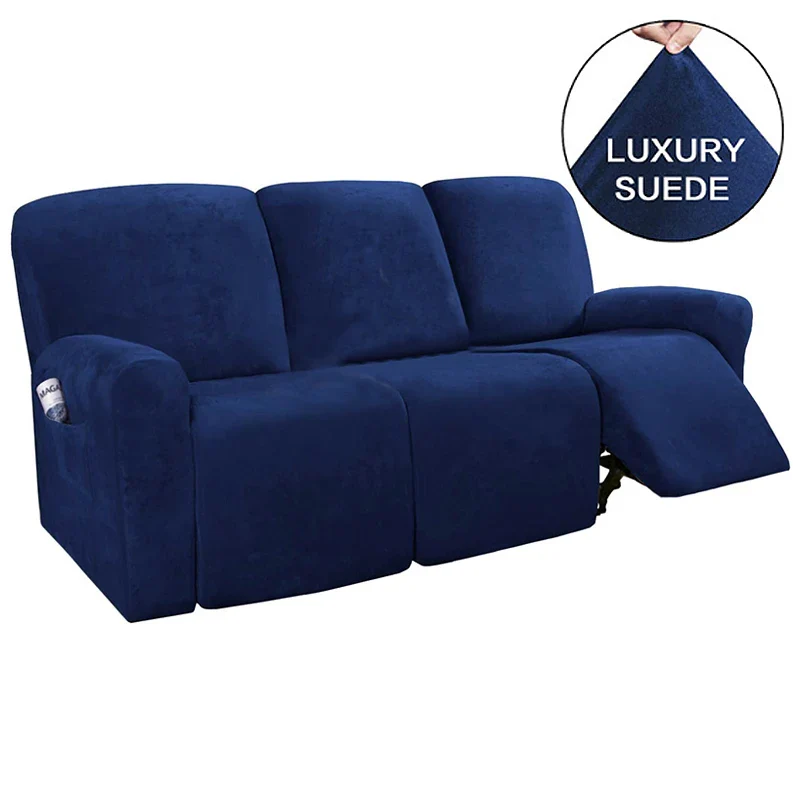 High Grade 3 Seat Recliner Sofa Chair Cover Velvet Recliner Covers Armchair Non-slip Relax Armchair Cover Elastic Suede Couch Chair Protector - Image 8