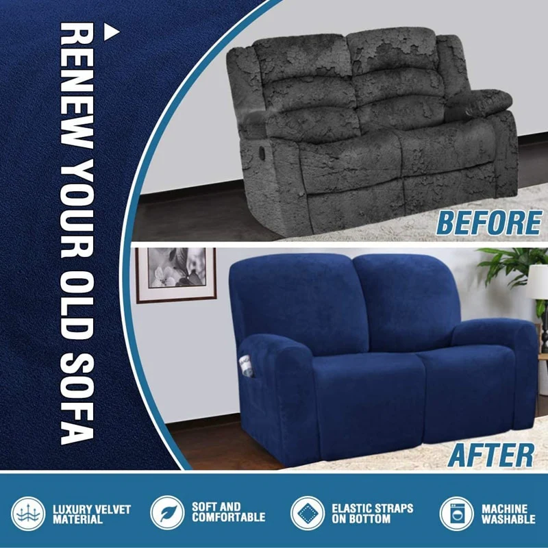 High Grade Recliner Sofa Chair Cover 2 Seat Sofa All-inclusive Non-slip Sofa Couch Cover Slipcover Elastic Recliner Double Seat Sofa Recliner Covers - Image 5