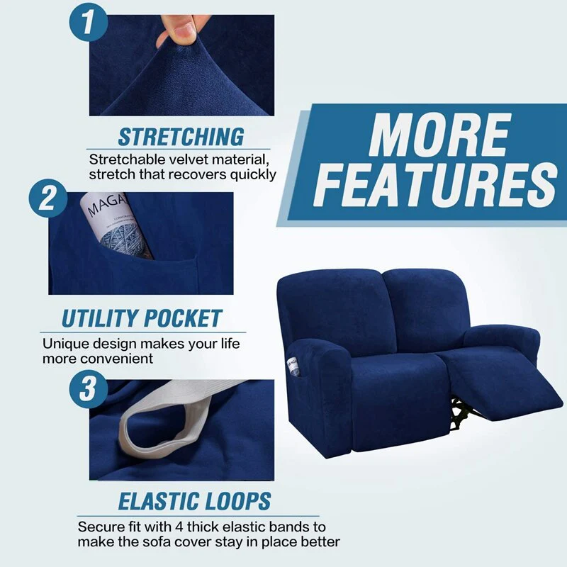 High Grade Recliner Sofa Chair Cover 2 Seat Sofa All-inclusive Non-slip Sofa Couch Cover Slipcover Elastic Recliner Double Seat Sofa Recliner Covers - Image 6