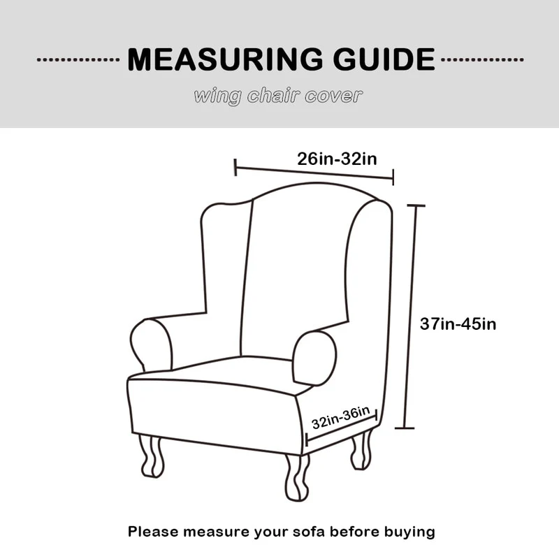 High Grade Velvet Fabric Sofa Wing Chair Cover Stretch Single Chair Cover Wing Back Armchair Protector Cover Furniture Stretch Thick Cover - Image 6