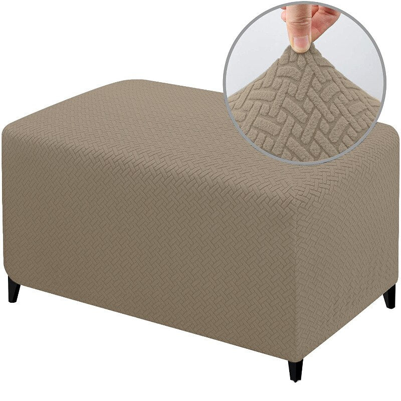 Jacauard Ottoman Chair Cover Elastic Footstool Slipcover All-inclusive Rectangle Footrest Cover Foot Stool Protector Living Room - Image 14