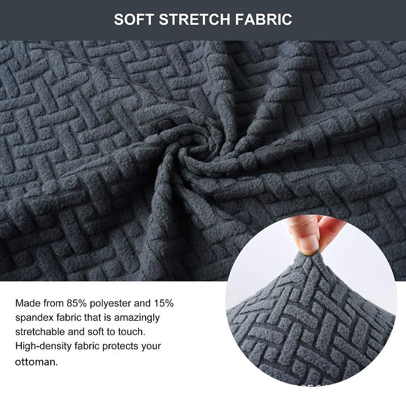 Jacauard Ottoman Chair Cover Elastic Footstool Slipcover All-inclusive Rectangle Footrest Cover Foot Stool Protector Living Room - Image 3