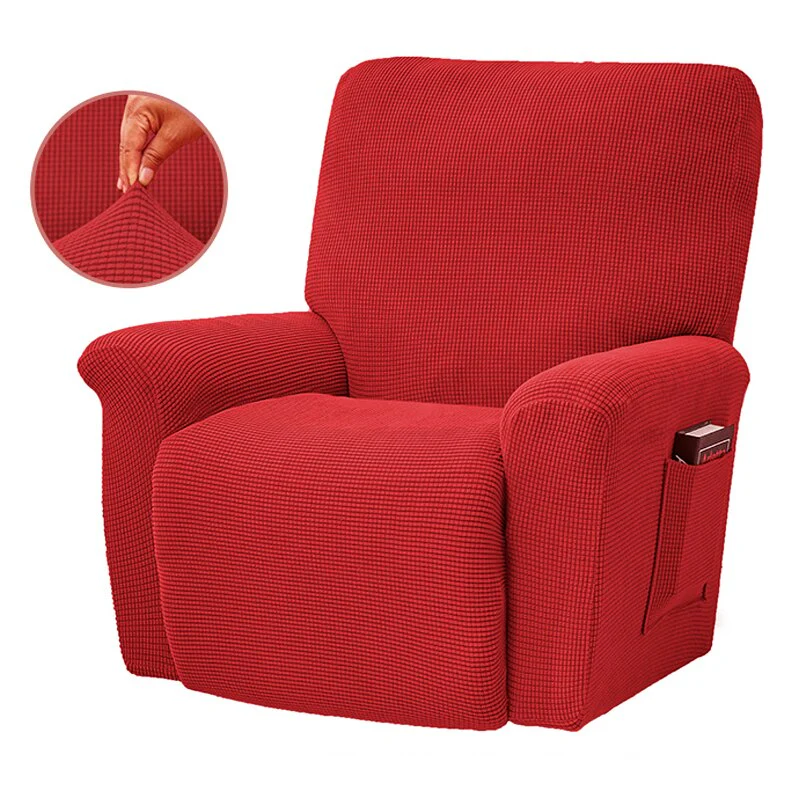 Jacquard Recliner Covers European Style Recliner Stretch Sofa Cover Charcoal Thickened Fleece Recliner Protection Pad Non-slip Furniture Cover - Image 16