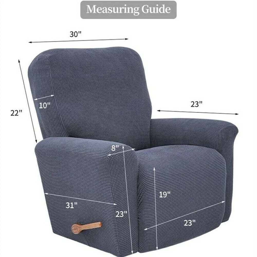 Jacquard Recliner Covers European Style Recliner Stretch Sofa Cover Charcoal Thickened Fleece Recliner Protection Pad Non-slip Furniture Cover - Image 4
