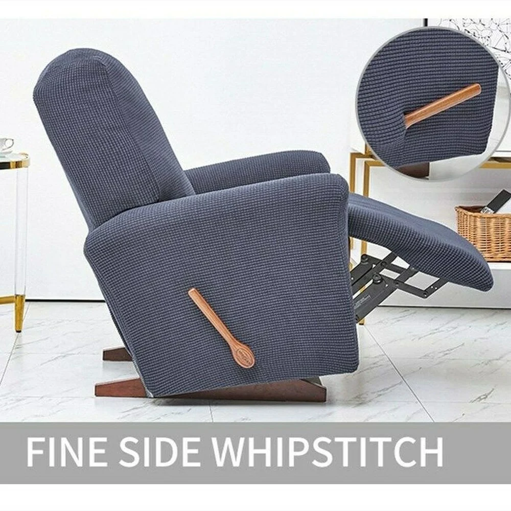 Jacquard Recliner Covers European Style Recliner Stretch Sofa Cover Charcoal Thickened Fleece Recliner Protection Pad Non-slip Furniture Cover - Image 5