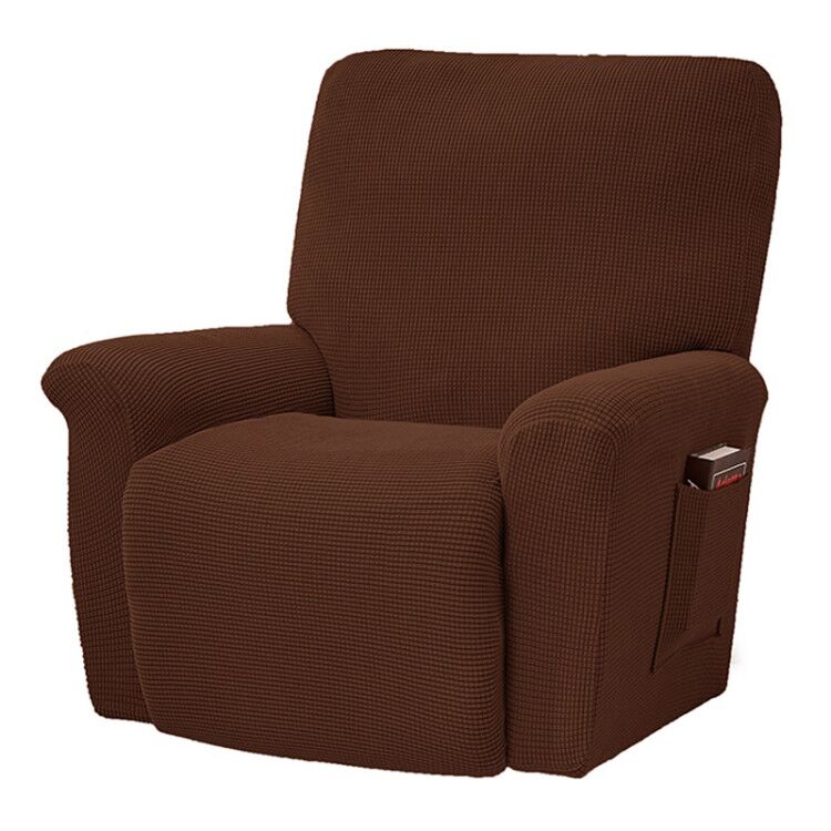 Jacquard Recliner Covers European Style Recliner Stretch Sofa Cover Charcoal Thickened Fleece Recliner Protection Pad Non-slip Furniture Cover - Image 7