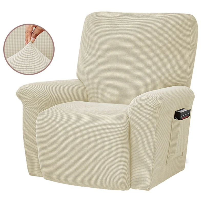 Jacquard Recliner Covers European Style Recliner Stretch Sofa Cover Charcoal Thickened Fleece Recliner Protection Pad Non-slip Furniture Cover - Image 9