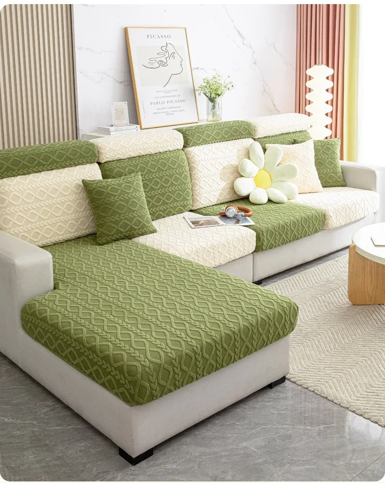 Jacquard Velvet Sofa Covers Seat Cushion Covers For Living Room Solid Color Sofa Cover Stretch Furniture Protector For Pets Kids - Image 6