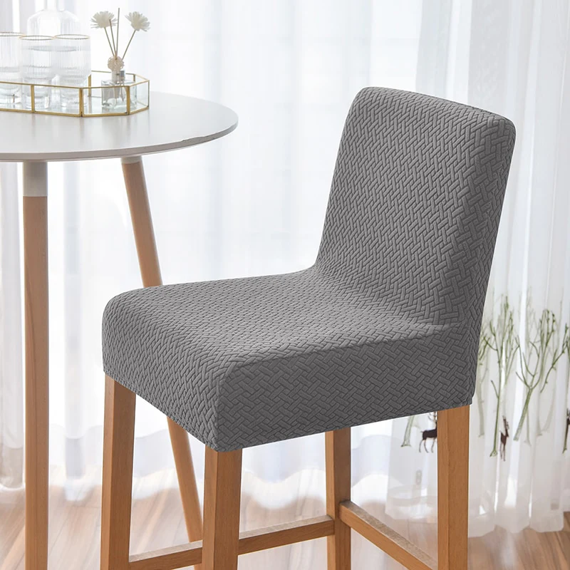 Luxury Plaid Fabric Bar Chair Cover Stretch Short Back Chairs Covers Small Size Bar Stool Anti-Slip Seat Covers for Kitchen Home Hotel - Image 3