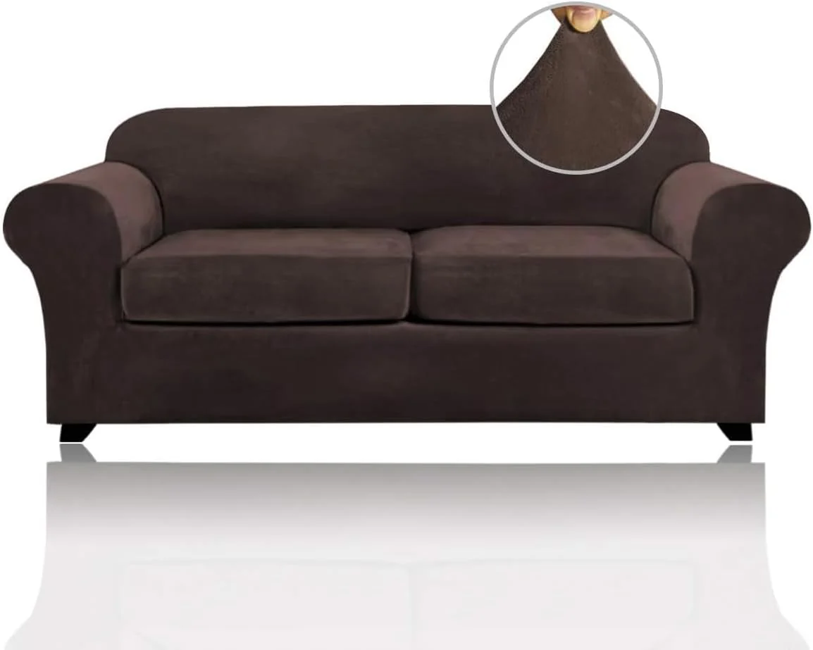 Luxury Real Velvet Stretch Sofa Covers Stretch Velvet Couch Covers for Cushion Sofa Slipcovers Soft Sofa Slip Covers Furniture Covers Cushion Covers Machine Washable - Image 41