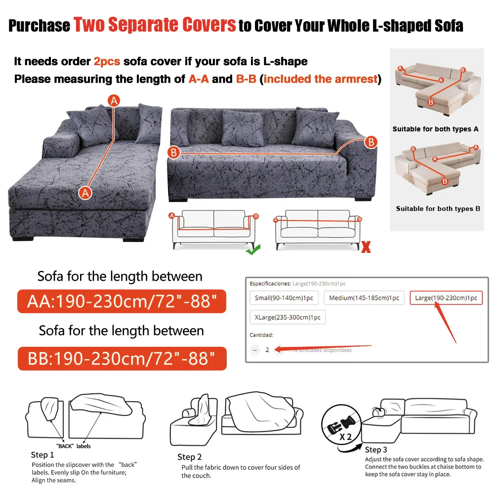 Plaid Pattern Sofa Covers for Living Room Stretch Couch Cover Elastic L shape Corner Sectional Sofa Slipcover for Kids Pet - Image 3
