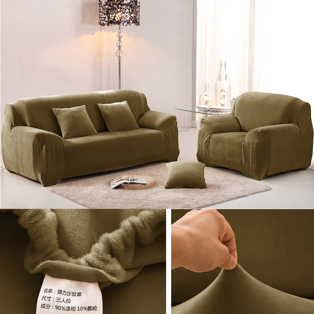 Plush Thicken Sofa Cover Stretch Corner Elastic Couch Covers Blankets Sectional Slipcover Decor 1/2/3/4 Seater L Shape Seat Slipcovers Settee Covers - Image 19