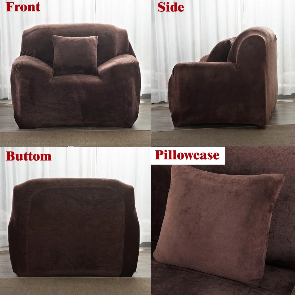 Plush Thicken Sofa Cover Stretch Corner Elastic Couch Covers Blankets Sectional Slipcover Decor 1/2/3/4 Seater L Shape Seat Slipcovers Settee Covers - Image 5