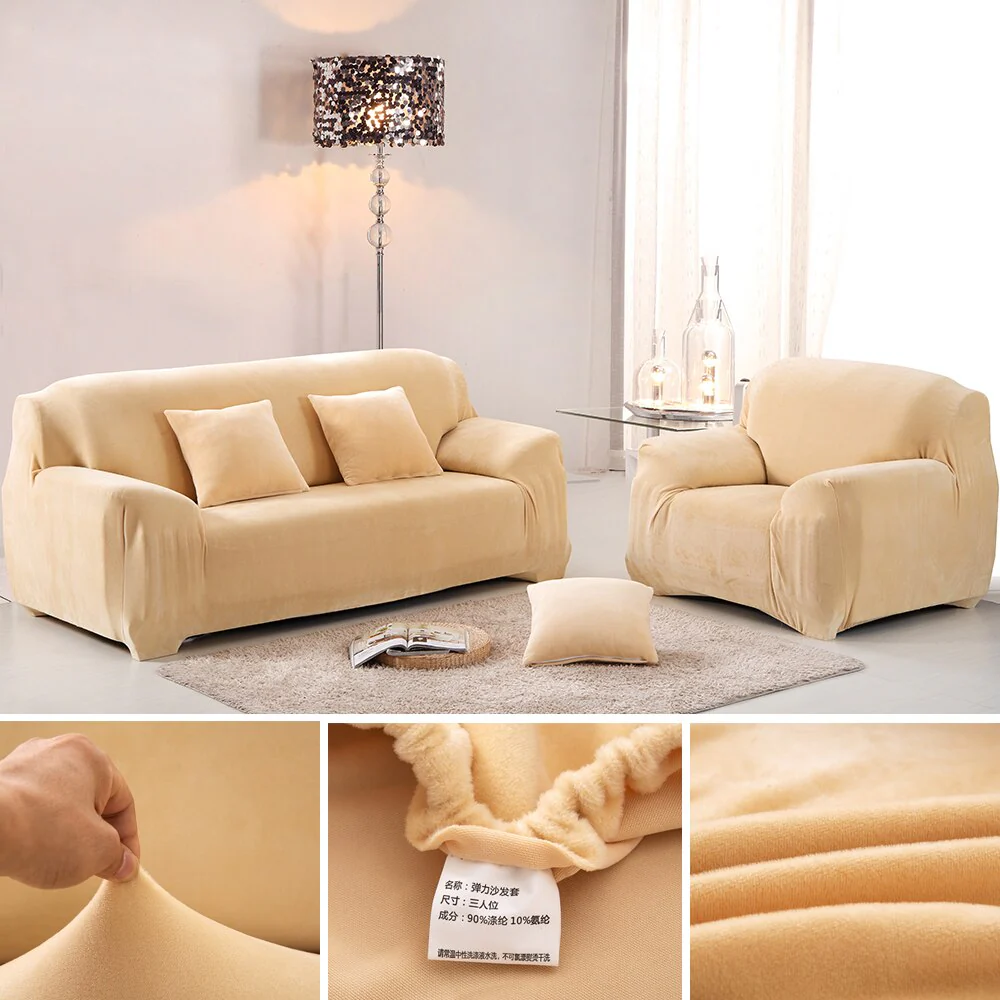 Plush Thicken Sofa Cover Stretch Corner Elastic Couch Covers Blankets Sectional Slipcover Decor 1/2/3/4 Seater L Shape Seat Slipcovers Settee Covers - Image 7