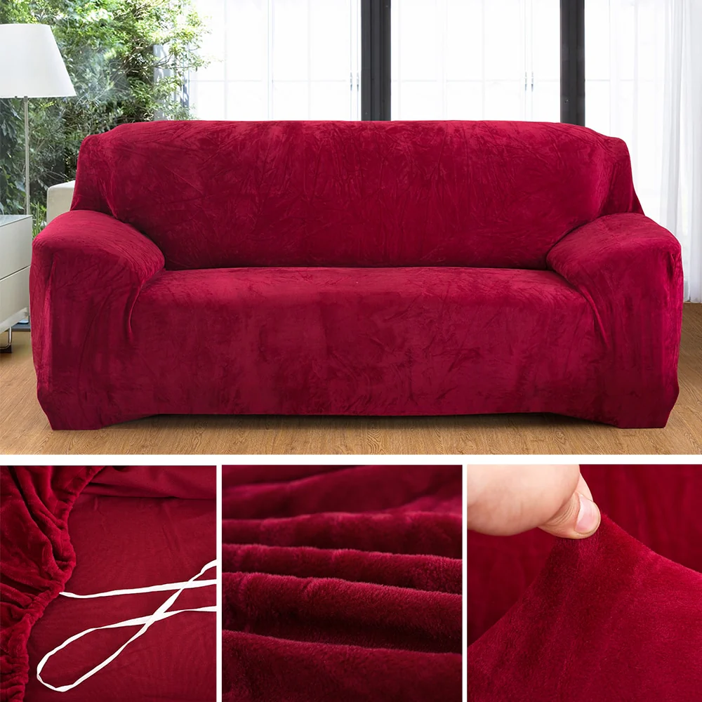 Plush Thicken Sofa Cover Stretch Corner Elastic Couch Covers Blankets Sectional Slipcover Decor 1/2/3/4 Seater L Shape Seat Slipcovers Settee Covers - Image 9