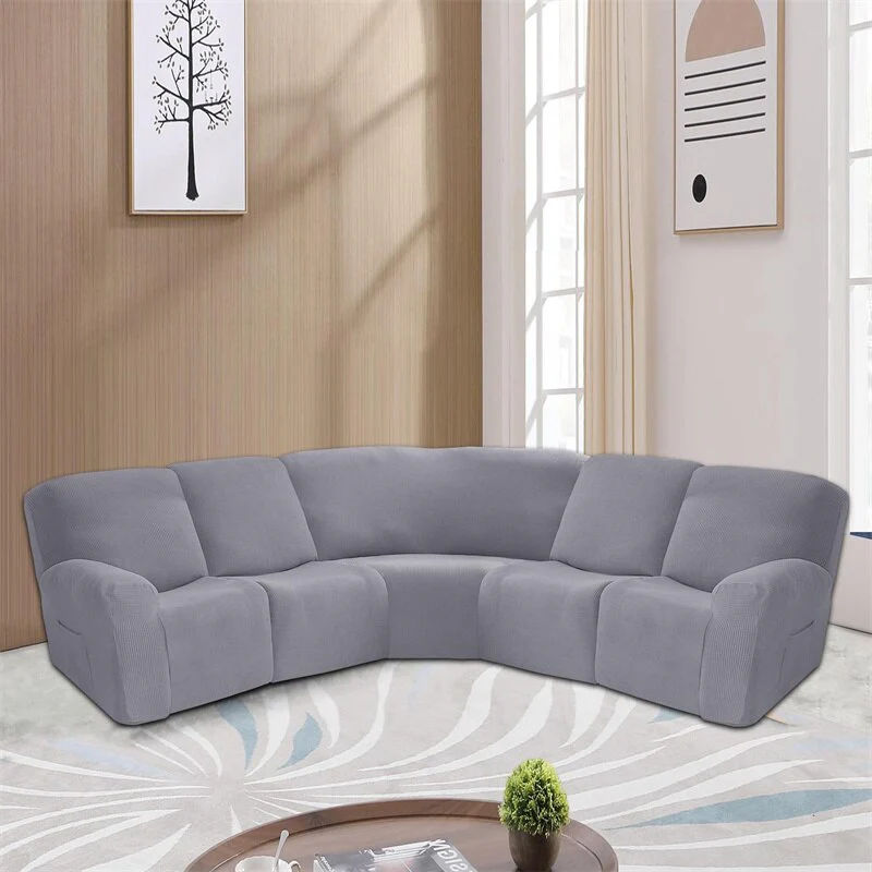 Polar Fleece 5 Seater Recliner Chair Covers Stretch Spandex Sectional Sofa Slipcovers Non Slip Armchair Covers - Image 11