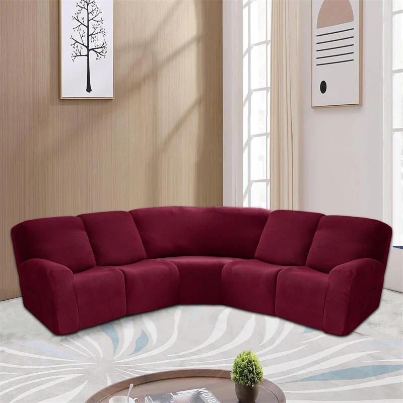Polar Fleece 5 Seater Recliner Chair Covers Stretch Spandex Sectional Sofa Slipcovers Non Slip Armchair Covers - Image 12