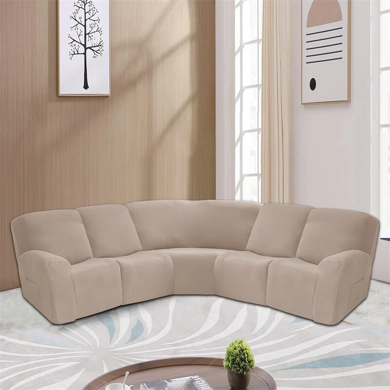 Polar Fleece 5 Seater Recliner Chair Covers Stretch Spandex Sectional Sofa Slipcovers Non Slip Armchair Covers - Image 14