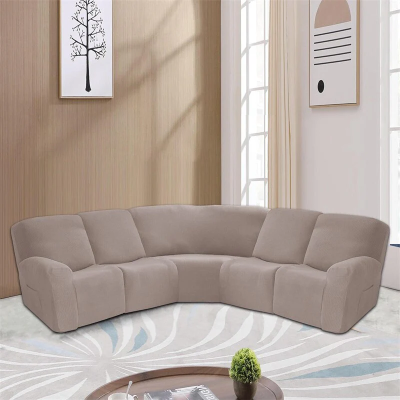 Polar Fleece 5 Seater Recliner Chair Covers Stretch Spandex Sectional Sofa Slipcovers Non Slip Armchair Covers - Image 15