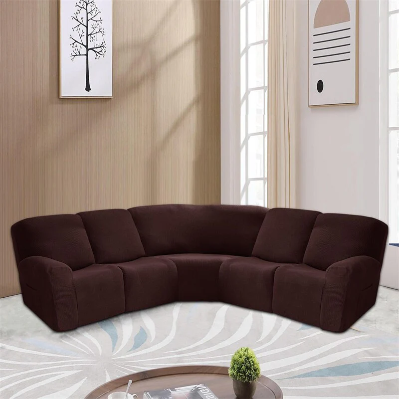 Polar Fleece 5 Seater Recliner Chair Covers Stretch Spandex Sectional Sofa Slipcovers Non Slip Armchair Covers - Image 16