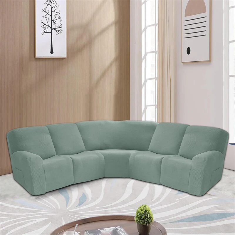 Polar Fleece 5 Seater Recliner Chair Covers Stretch Spandex Sectional Sofa Slipcovers Non Slip Armchair Covers - Image 17