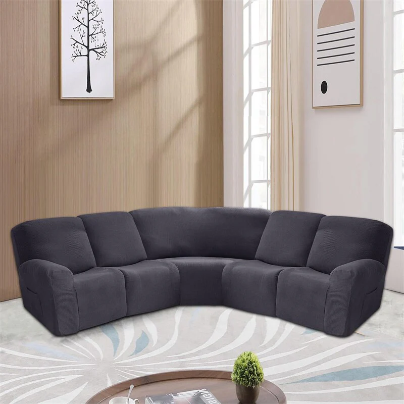 Polar Fleece 5 Seater Recliner Chair Covers Stretch Spandex Sectional Sofa Slipcovers Non Slip Armchair Covers - Image 19