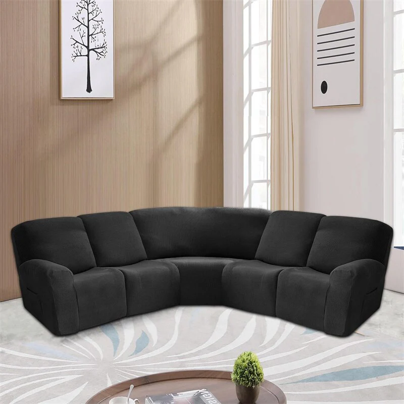 Polar Fleece 5 Seater Recliner Chair Covers Stretch Spandex Sectional Sofa Slipcovers Non Slip Armchair Covers - Image 20