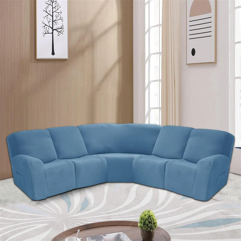 Polar Fleece 5 Seater Recliner Chair Covers Stretch Spandex Sectional Sofa Slipcovers Non Slip Armchair Covers - Image 8