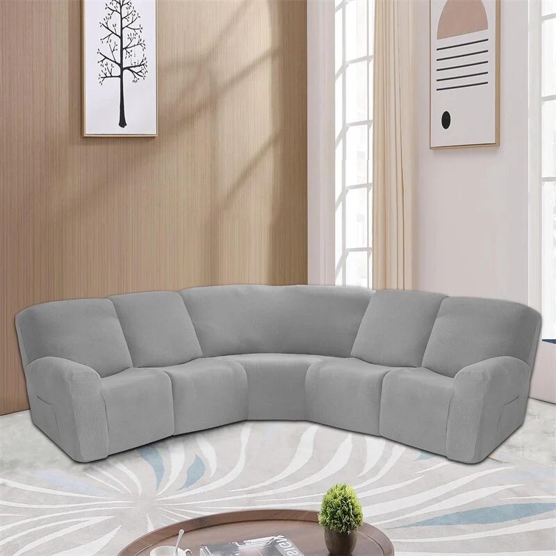 Polar Fleece 5 Seater Recliner Chair Covers Stretch Spandex Sectional Sofa Slipcovers Non Slip Armchair Covers - Image 9