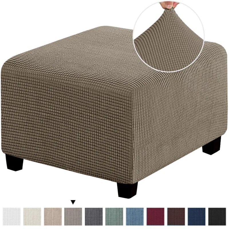 Polar Fleece Footstool Cover Durable Stretch Ottoman Cover Solid Color Footrest Slipcover for Living Room Furniture Protector - Image 12