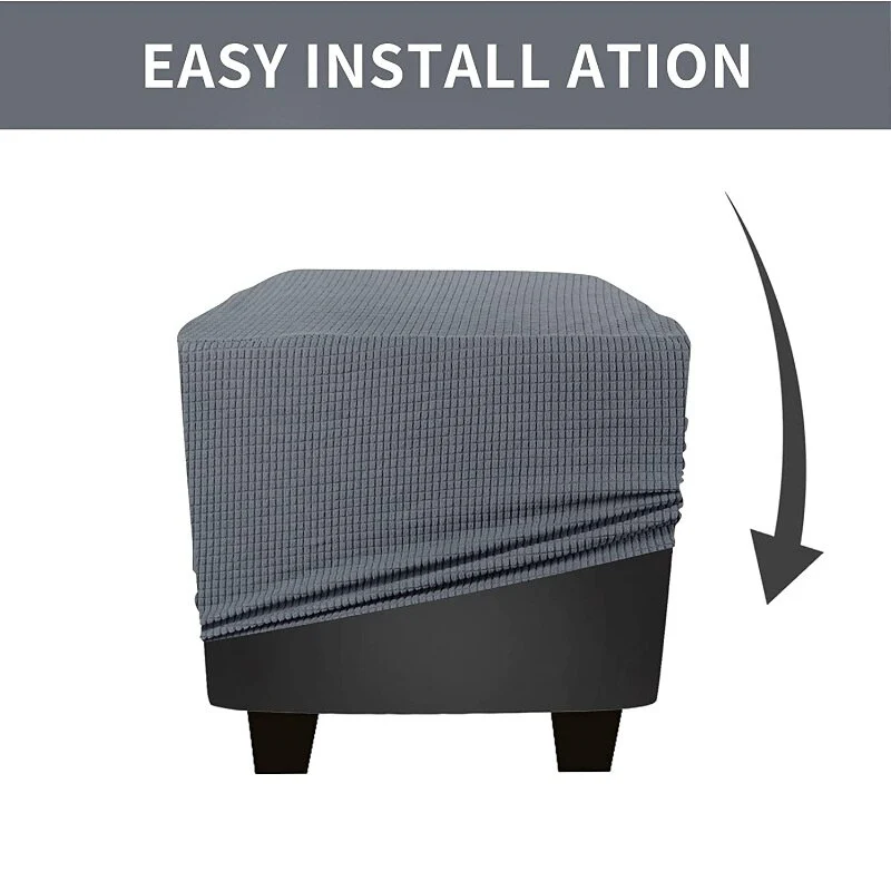 Polar Fleece Footstool Cover Durable Stretch Ottoman Cover Solid Color Footrest Slipcover for Living Room Furniture Protector - Image 6