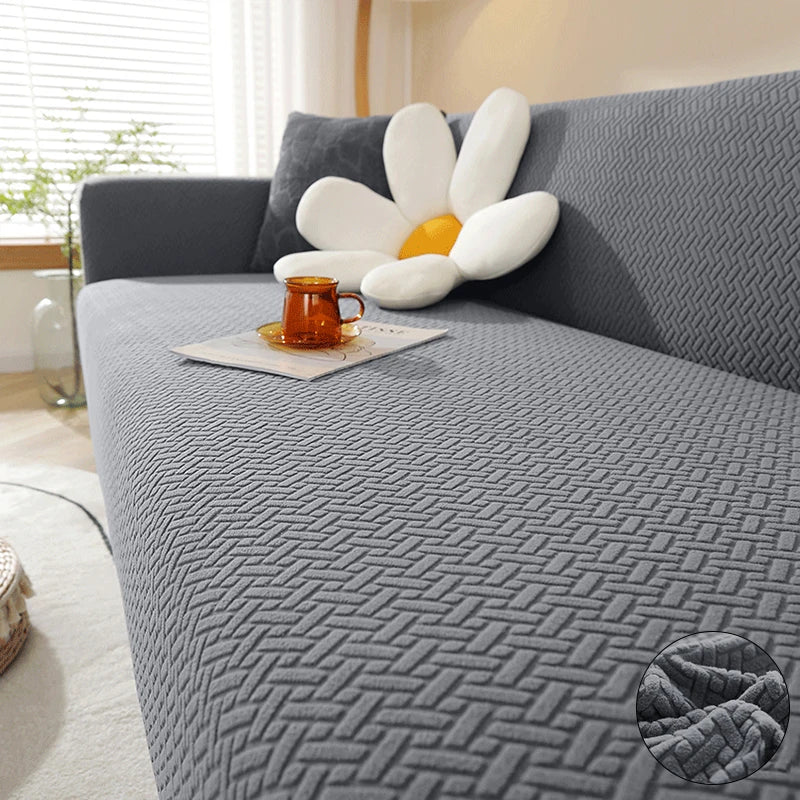 Polar Fleece Jacquard Elastic Sofa Covers ArmChair Sofa Couch Slipcovers Chair Protector L Shaped 1/2/3/4 Seater - Image 13
