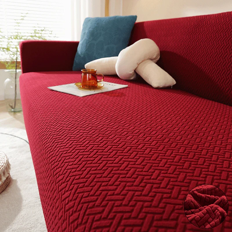 Polar Fleece Jacquard Elastic Sofa Covers ArmChair Sofa Couch Slipcovers Chair Protector L Shaped 1/2/3/4 Seater - Image 16