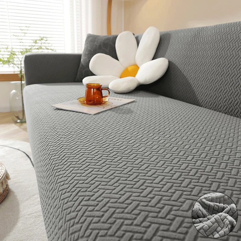 Polar Fleece Jacquard Elastic Sofa Covers ArmChair Sofa Couch Slipcovers Chair Protector L Shaped 1/2/3/4 Seater - Image 9