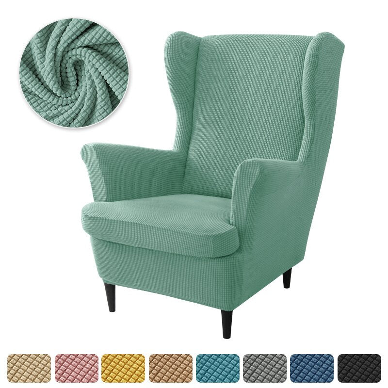 Polar Fleece Wing Back Chair Covers Elastic Sofa Slipcover with Seat Cushion Cover Sloping Anti-dirty Armchair Sofa Covers - Image 13