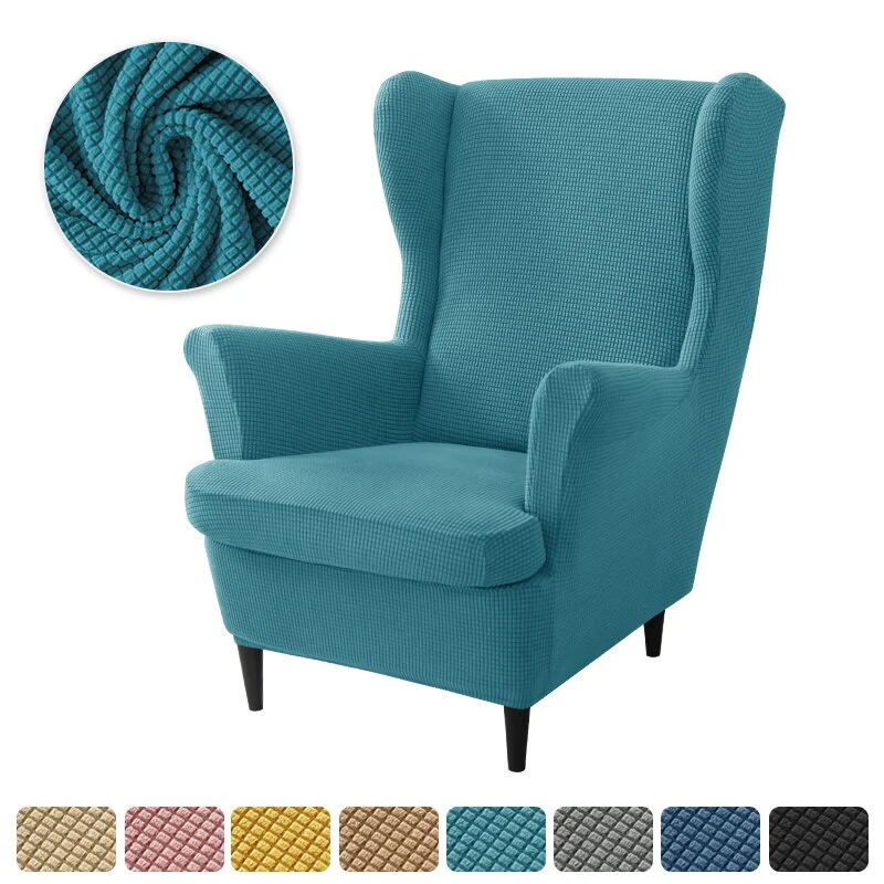 Polar Fleece Wing Back Chair Covers Elastic Sofa Slipcover with Seat Cushion Cover Sloping Anti-dirty Armchair Sofa Covers - Image 15