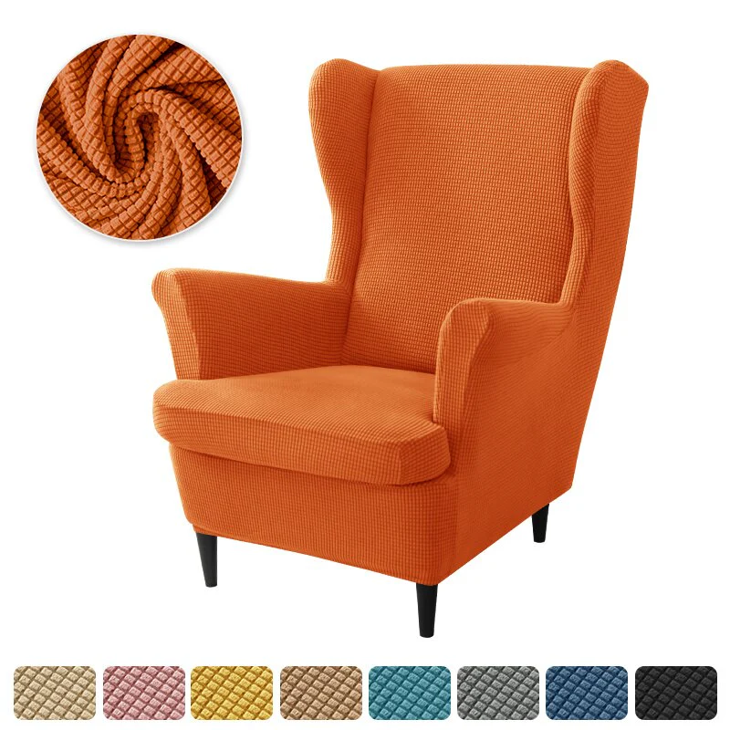 Polar Fleece Wing Back Chair Covers Elastic Sofa Slipcover with Seat Cushion Cover Sloping Anti-dirty Armchair Sofa Covers - Image 16