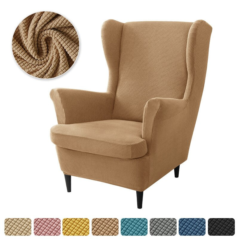 Polar Fleece Wing Back Chair Covers Elastic Sofa Slipcover with Seat Cushion Cover Sloping Anti-dirty Armchair Sofa Covers - Image 17