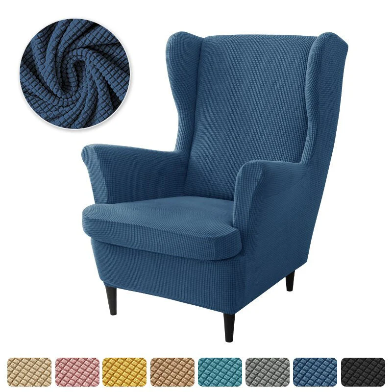 Polar Fleece Wing Back Chair Covers Elastic Sofa Slipcover with Seat Cushion Cover Sloping Anti-dirty Armchair Sofa Covers - Image 18