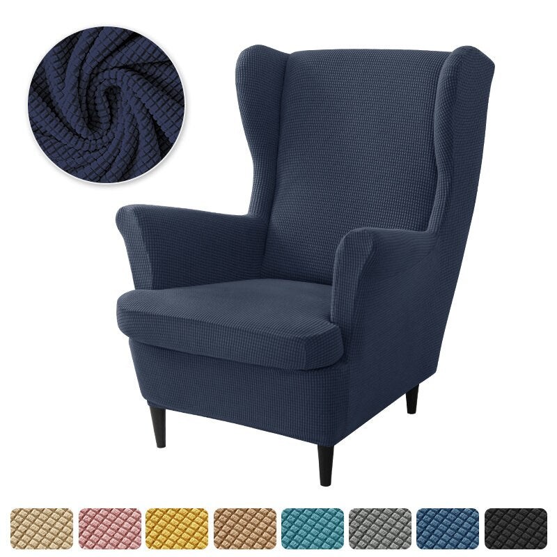 Polar Fleece Wing Back Chair Covers Elastic Sofa Slipcover with Seat Cushion Cover Sloping Anti-dirty Armchair Sofa Covers - Image 19