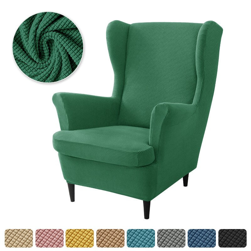 Polar Fleece Wing Back Chair Covers Elastic Sofa Slipcover with Seat Cushion Cover Sloping Anti-dirty Armchair Sofa Covers - Image 20