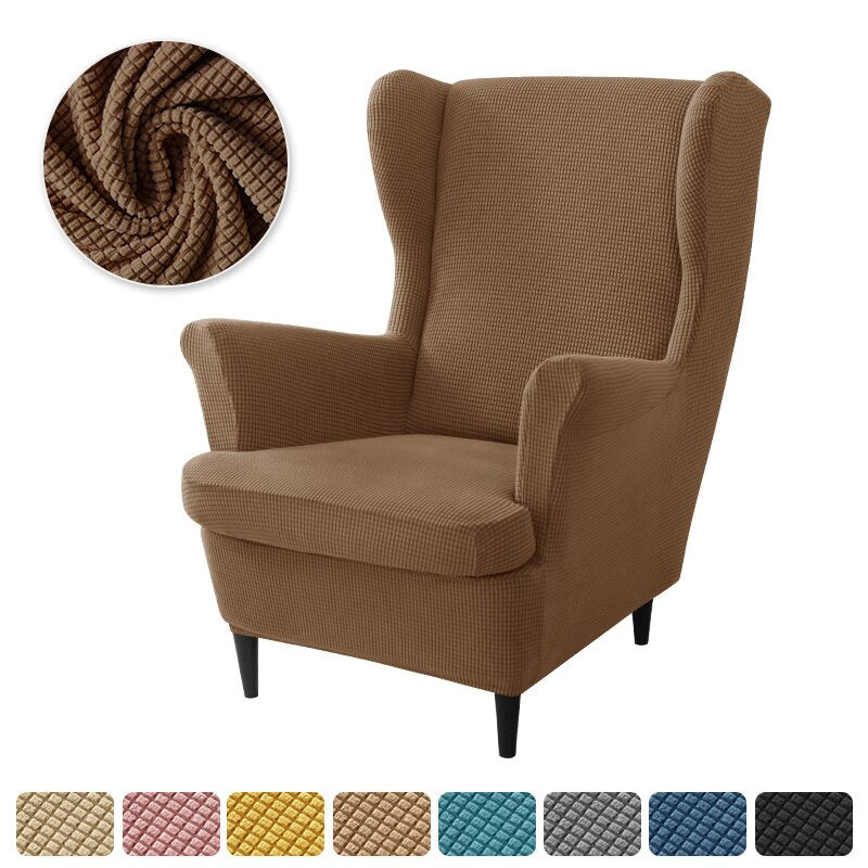 Polar Fleece Wing Back Chair Covers Elastic Sofa Slipcover with Seat Cushion Cover Sloping Anti-dirty Armchair Sofa Covers - Image 21