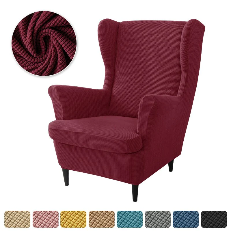 Polar Fleece Wing Back Chair Covers Elastic Sofa Slipcover with Seat Cushion Cover Sloping Anti-dirty Armchair Sofa Covers - Image 22
