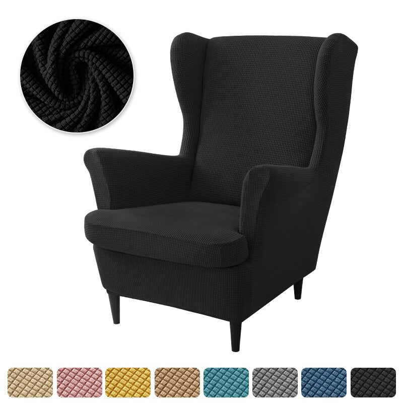 Polar Fleece Wing Back Chair Covers Elastic Sofa Slipcover with Seat Cushion Cover Sloping Anti-dirty Armchair Sofa Covers - Image 23