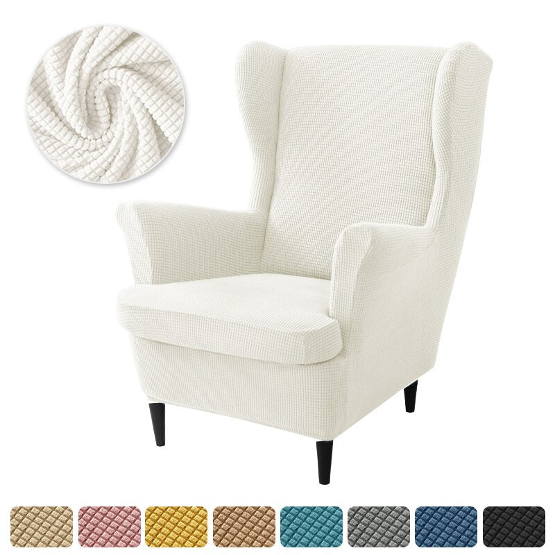 Polar Fleece Wing Back Chair Covers Elastic Sofa Slipcover with Seat Cushion Cover Sloping Anti-dirty Armchair Sofa Covers - Image 24