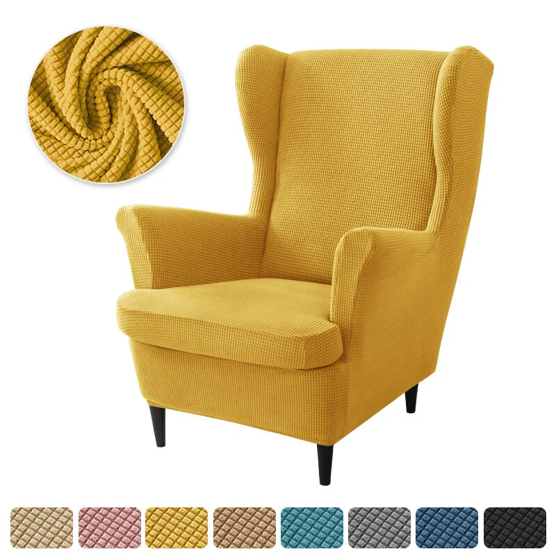 Polar Fleece Wing Back Chair Covers Elastic Sofa Slipcover with Seat Cushion Cover Sloping Anti-dirty Armchair Sofa Covers - Image 3