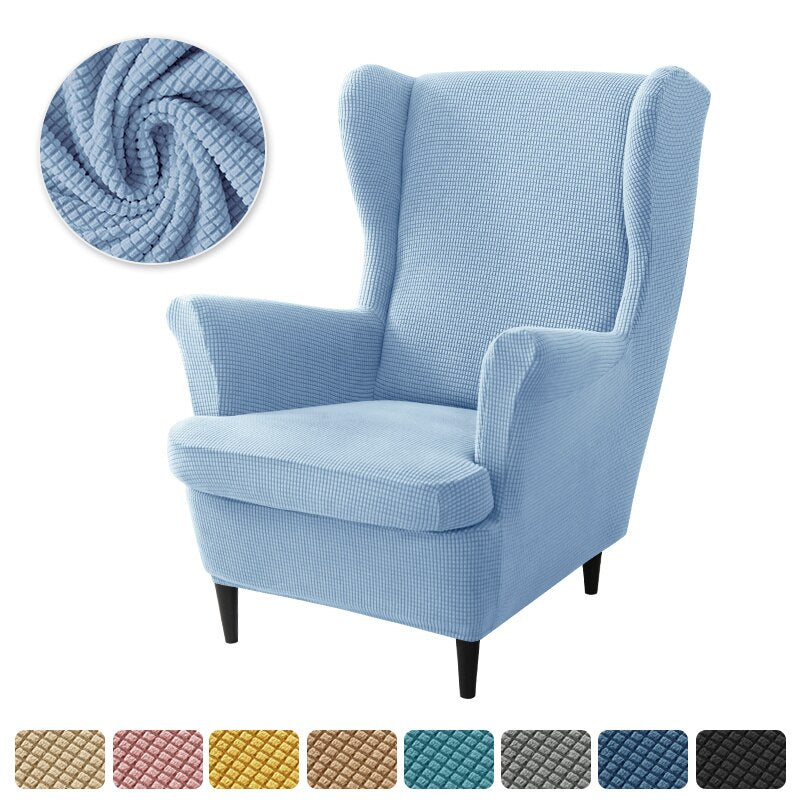 Polar Fleece Wing Back Chair Covers Elastic Sofa Slipcover with Seat Cushion Cover Sloping Anti-dirty Armchair Sofa Covers - Image 4