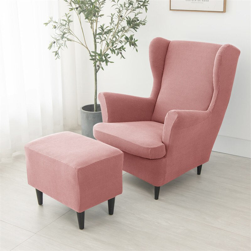Polar Fleece Wing Back Chair Covers Elastic Sofa Slipcover with Seat Cushion Cover Sloping Anti-dirty Armchair Sofa Covers - Image 5
