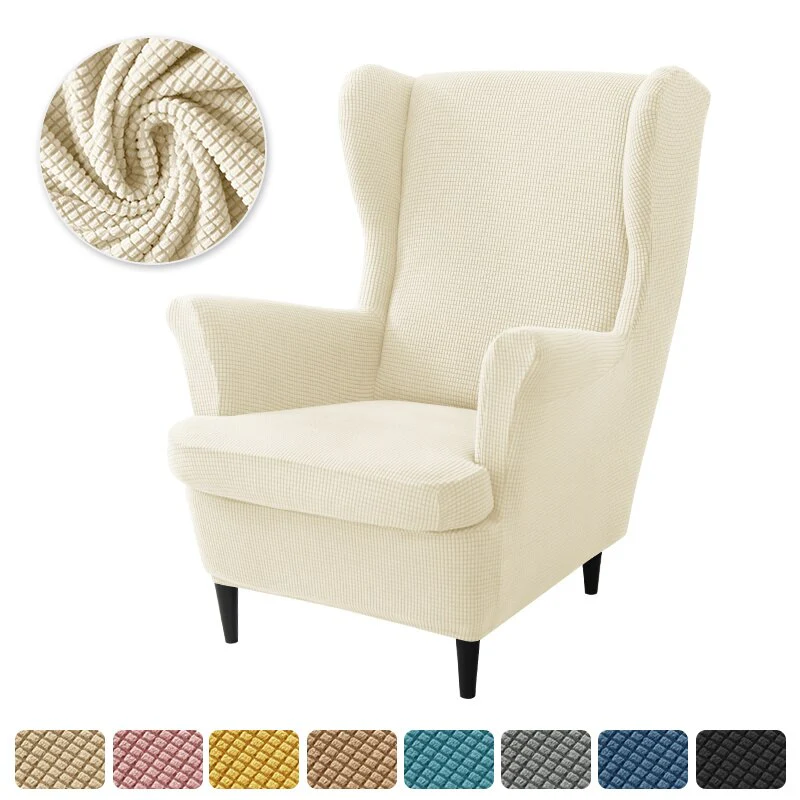 Polar Fleece Wing Back Chair Covers Elastic Sofa Slipcover with Seat Cushion Cover Sloping Anti-dirty Armchair Sofa Covers - Image 7